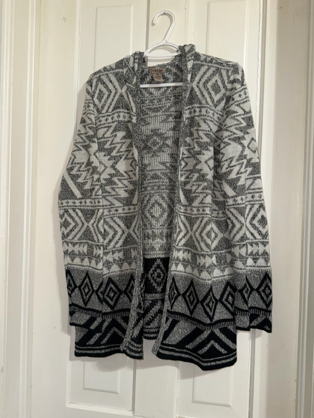 Women's‎ plus size 2X Cozy Open-Front Geometric Hooded Sweater Cardigan